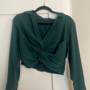 Abercrombie & Fitch Green Crop Long Sleeve
